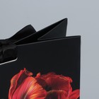 Пакет подарочный с лентой, упаковка, «Ночные цветы», 13 х 23 х 7 см - фото 8632497