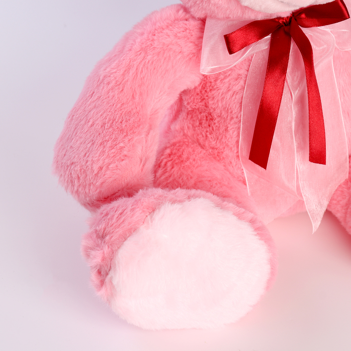 Мягкая игрушка "Медведь" с бантом, 40 см, цвет розовый