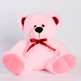Мягкая игрушка "Медведь" с бантом, 40 см, цвет светло-розовый