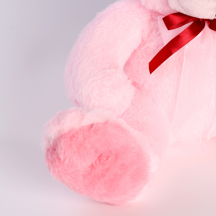 Мягкая игрушка "Медведь" с бантом, 40 см, цвет светло-розовый