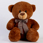 Мягкая игрушка "Медведь" с бантом, 30 см, цвет коричневый - фото 320927631