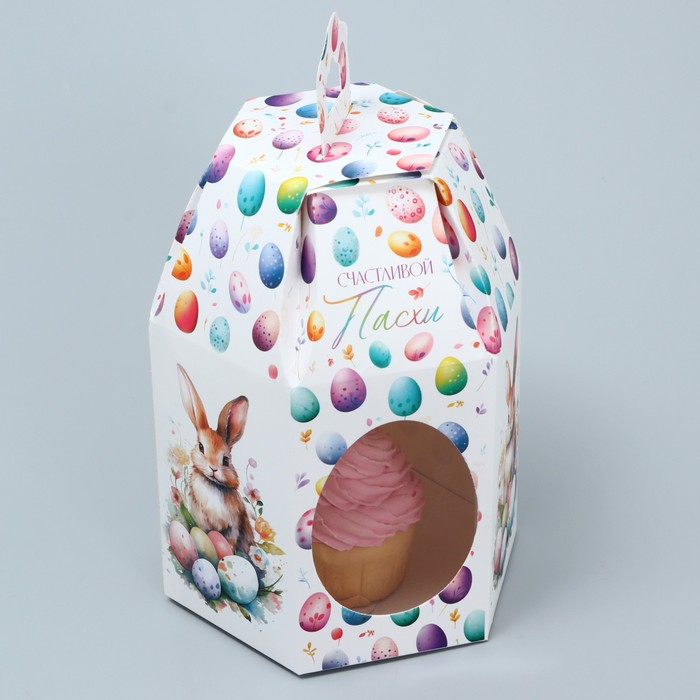Коробка кондитерская складная, упаковка «Счастливой Пасхи», Пасха, 8 х 8 х 21 см