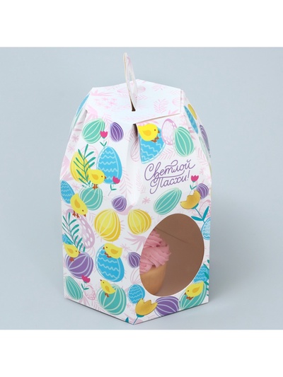 Коробка кондитерская складная, упаковка «Поздравляю с Пасхой!», 8×8×21 см