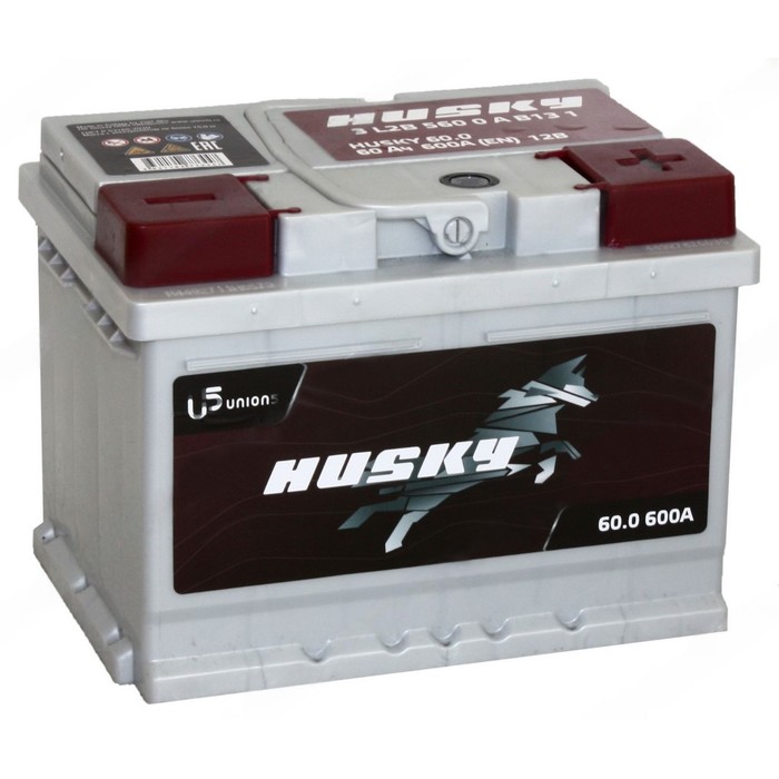 Автомобильный аккумулятор Husky 60 Ач, 6СТ-60.0 (низкая), обратная полярность - Фото 1