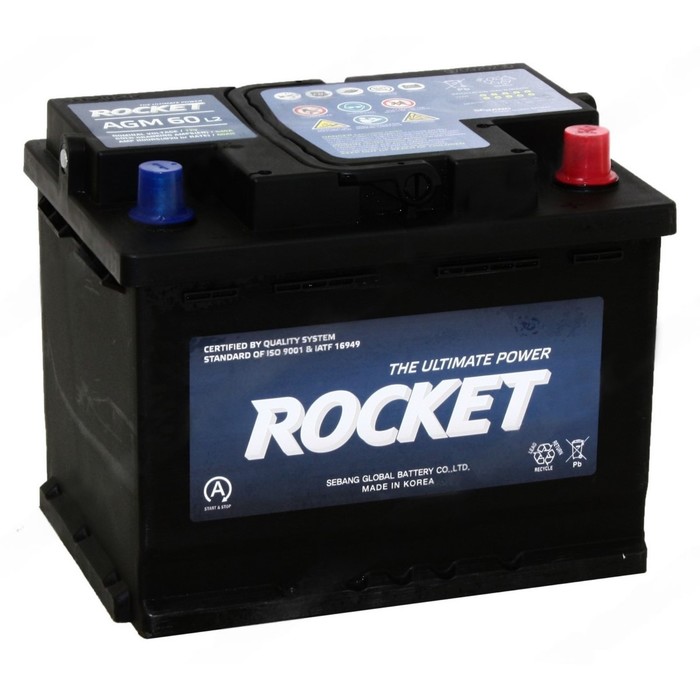 Автомобильный аккумулятор Rocket AGM L2 60 Ач, обратная полярность - Фото 1