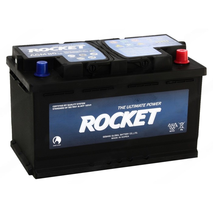 Автомобильный аккумулятор Rocket AGM L4 80 Ач, обратная полярность - Фото 1