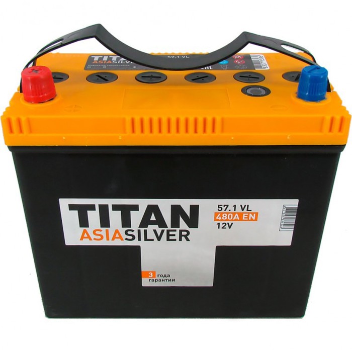 Аккумуляторная батарея Titan Asia Silver  57 Ач, 6СТ-57.1 VL (B24R), прямая полярность - Фото 1