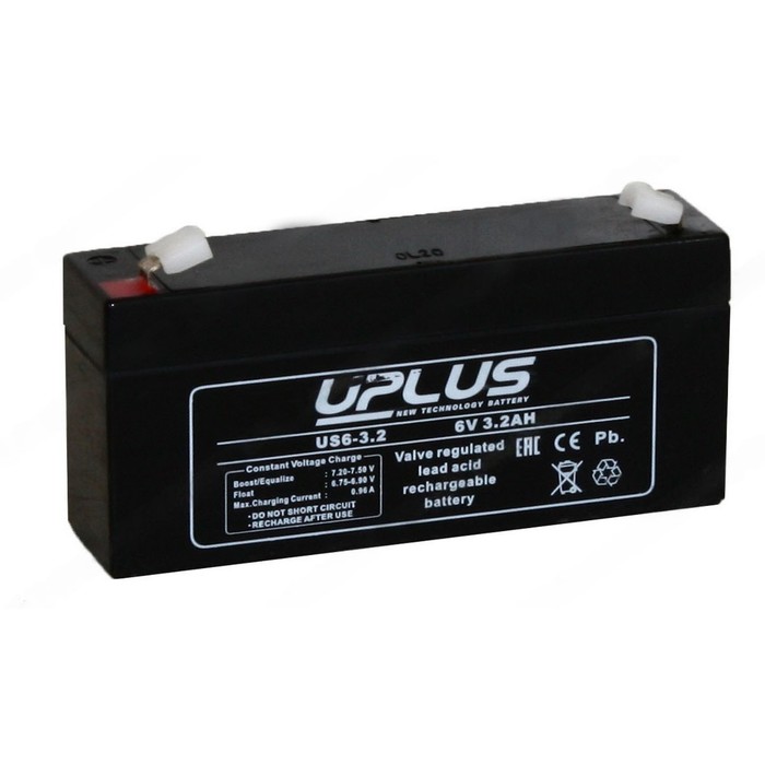 Аккумуляторная батарея UPLUS (Leoch) 3,2 Ач, 6 В, US 6-3,2, обратная полярность - Фото 1