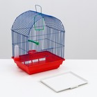 Клетка для птиц большая, полукруглая, поилка,  жердочка, качель, 35 х 28 х 45 см микс цветов 1065755