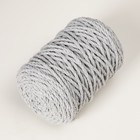 Шнур для вязания 80% хлопок, 20% полиэстер крученый 3 мм, 185г/45м, 07-св.-серый - Фото 2