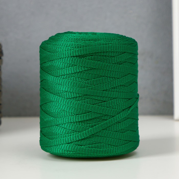 Шнур для вязания 100% полиэфир 5 мм цилиндр, 180 г, 140 м  25 - зеленый - Фото 1