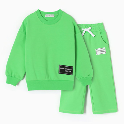 Комплект для девочек (свитшот, брюки), цвет салатовый, рост 116 см