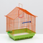 Клетка для птиц малая, крыша-домик (поилка, кормушка, жердочка, качель)35 х 28 х 43 см микс - фото 320790778
