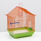 Клетка для птиц малая, крыша-домик (поилка, кормушка, жердочка, качель)35 х 28 х 43 см микс - Фото 3