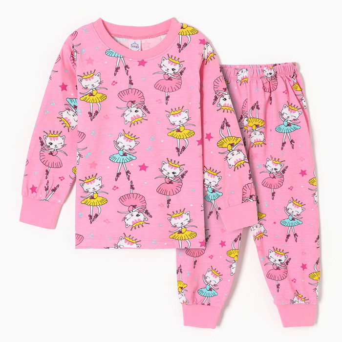 Пижама для девочек, цвет розовый, рост 98 см - Фото 1