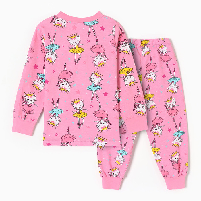 Пижама для девочек, цвет розовый, рост 110 см - фото 1928430754