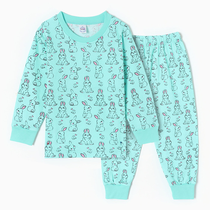 Пижама для девочек, цвет мятный, рост 104