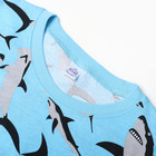 Пижама для мальчиков, цвет голубой/акулы, рост 134 см - Фото 2