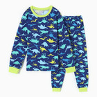 Пижама для мальчиков, цвет темно синий/дино, рост 128 - фото 292850255