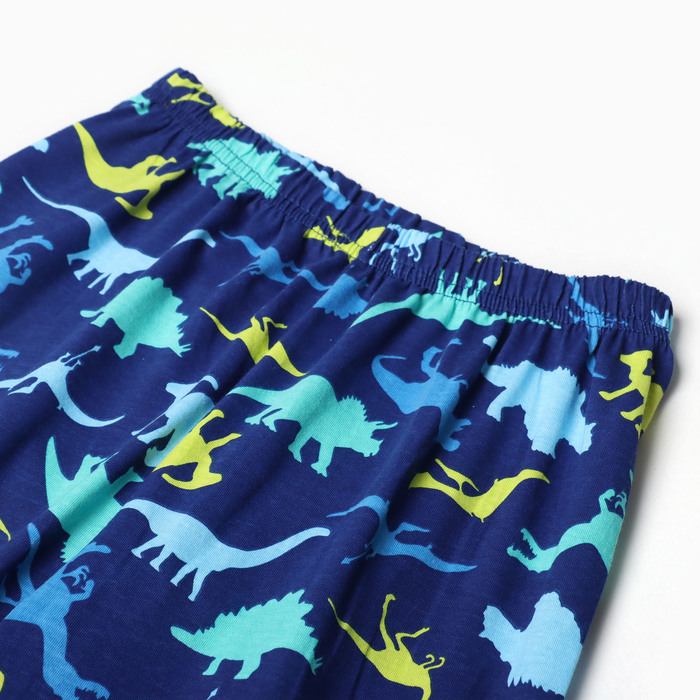 Пижама для мальчиков, цвет темно синий/дино, рост 128