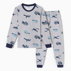 Пижама для мальчиков, цвет серый/самолеты, рост 128 см - фото 320928758