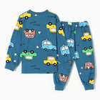 Пижама для мальчиков, цвет джинс/машинки, рост 104 см - фото 23529858