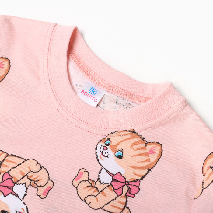 Пижама для девочек, цвет персиковый, рост 104 см - фото 1907976655