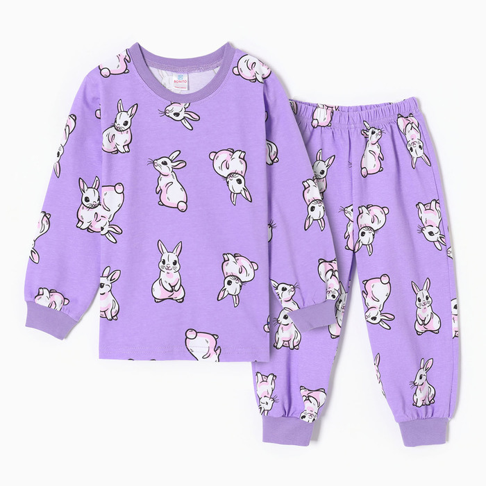 Пижама для девочек, цвет сиреневый, рост 104 см - Фото 1