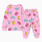 Пижама для девочек, цвет розовый, рост 98 см - фото 320826006