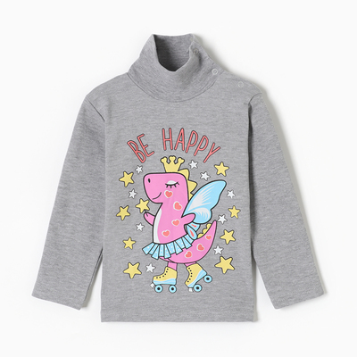 Водолазка для девочки, серая, меланж, рост 104 см