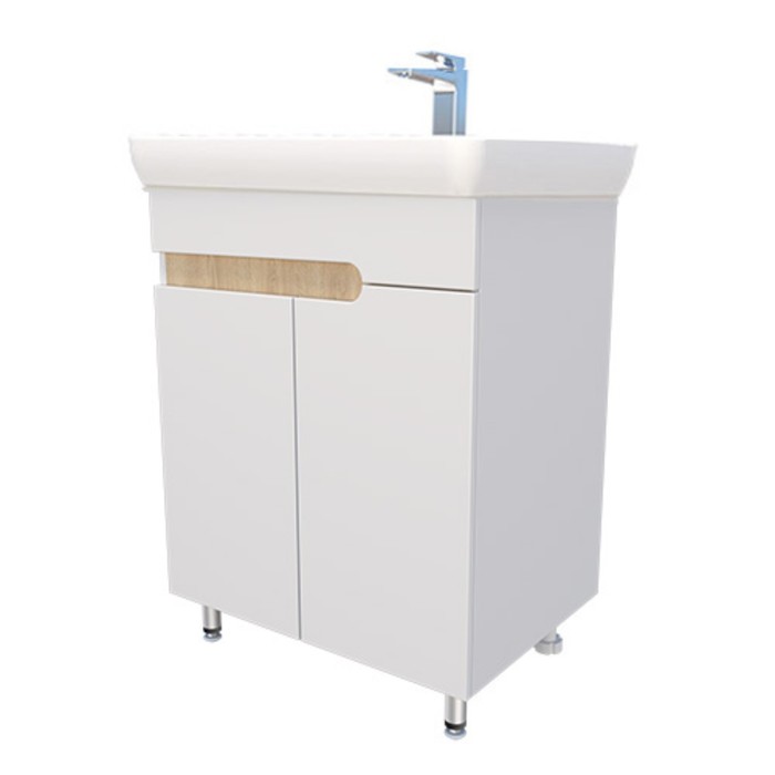 Тумба напольная «Леон 60», с раковиной «Томь», цвет белая/сонома - Фото 1