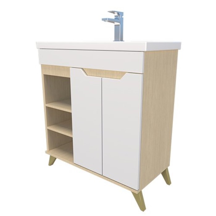 Тумба «Магнолия 80», с раковиной «Миранда», 760×430×820 мм, цвет белый/сонома - Фото 1