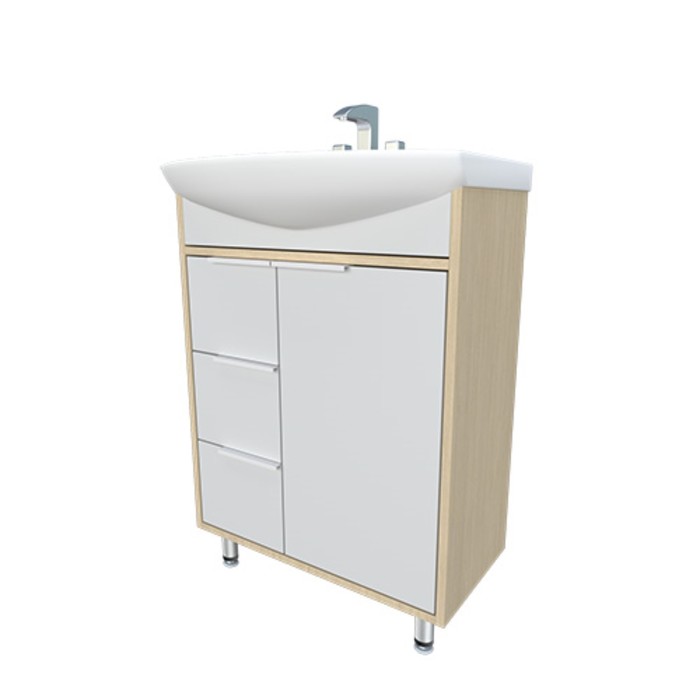 Тумба напольная «Флора 60 – 3», с раковиной «Амур», 300×580×820 мм, цвет сонома - Фото 1