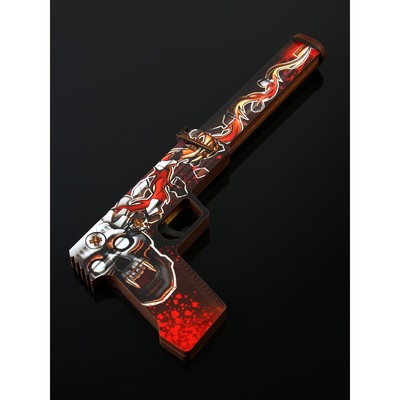 Деревянное оружие, детское сувенирное, пистолет с глушителем «Череп и пуля», 31.9 см