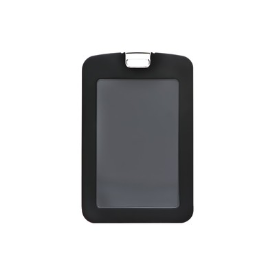 Бейдж вертикальный, внешний размер 110×70 мм, внутренний размер 83×52 мм, силиконовый, чёрный