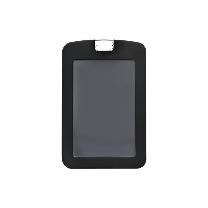Бейдж вертикальный, внешний размер 110×70 мм, внутренний размер 83×52 мм, силиконовый, чёрный - Фото 1