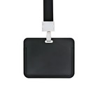 Бейдж горизонтальный, внешний, 100×80 мм, внутренний 52×82 мм, лента 42 см, Черный - Фото 2