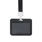 Бейдж горизонтальный, внешний, 100×80 мм, внутренний 52×82 мм, лента 42 см, Черный - Фото 4