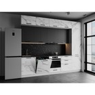 Кухонный гарнитур трехуровневый в потолок Кристен, фасады Белый мрамор/Графит софт - фото 2198294