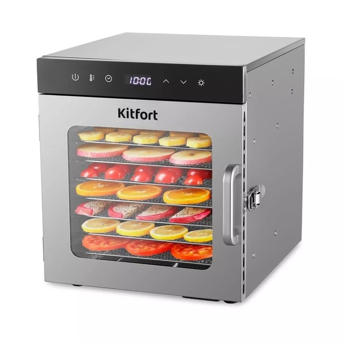 Сушилка для овощей и фруктов Kitfort КТ-1950, 500 Вт, 8 ярусов, серебристая - Фото 1