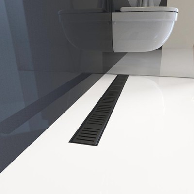 Трап Alcadrain Simple APZ10BLACK-550M, с порогами, 550 мм, чёрный матовый
