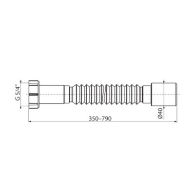 Гибкое соединение Alcadrain A730, d=5/4"х 40 мм, пластик, 350-790 мм