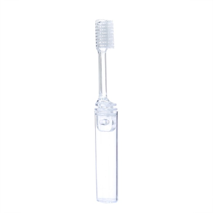 Зубная щетка складная в индивидуальной упаковке, 1 штука, средней жесткости, прозрачная