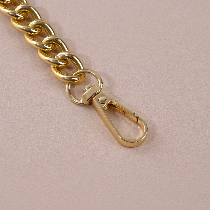 Ручка для сумки, с цепочками и карабинами, 60 см, цвет золотой