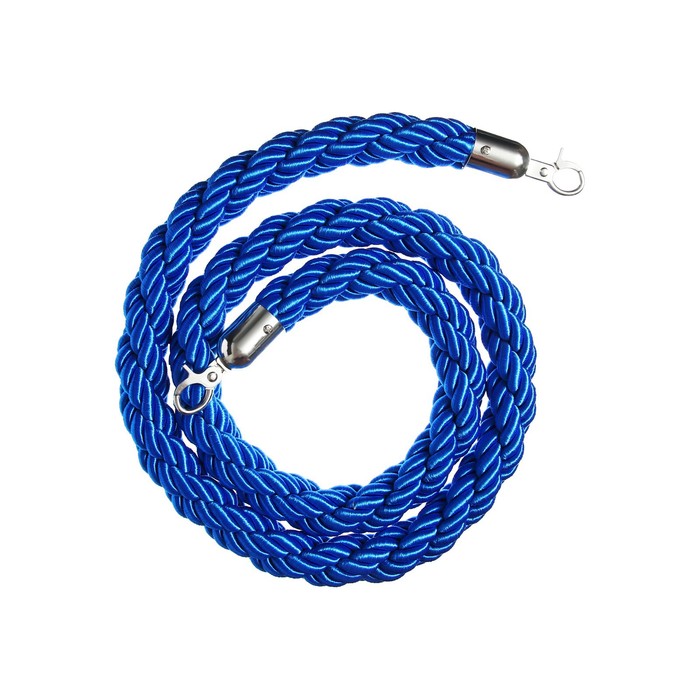 Канат плетёный оградительный 1.5 м, серебряный наконечник, синий - Фото 1