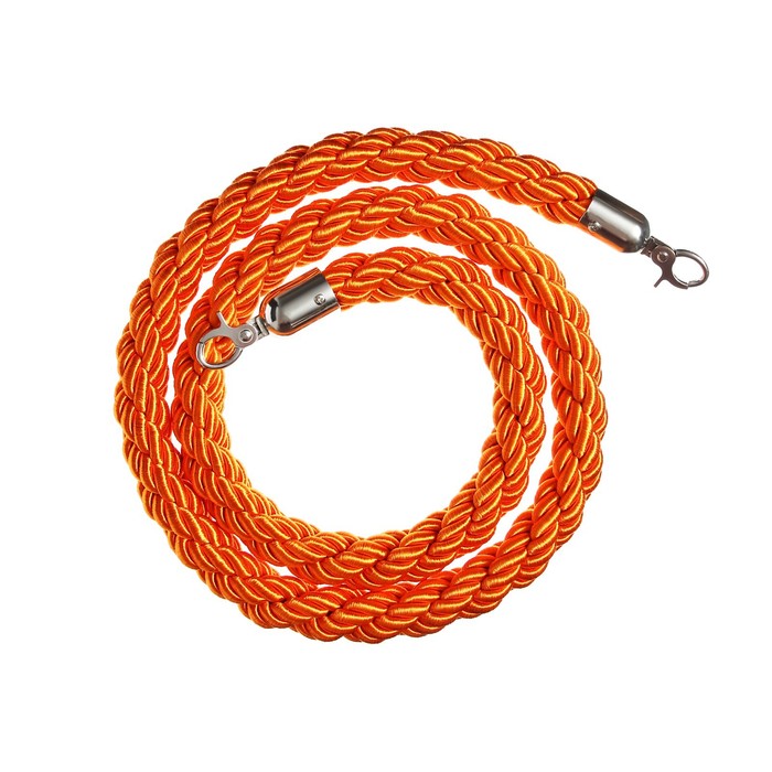 Канат плетеный оградительный 1.5м, cеребрянный наконечник, оранжевый
