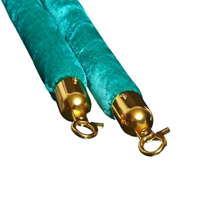 Канат бархатный оградительный, 1.5м, золотой наконечник, зеленый - фото 1907977358