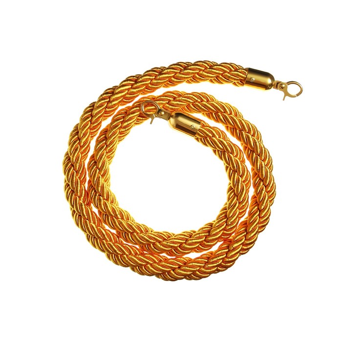 Канат плетеный оградительный 1.5м, золотой наконечник, желтый