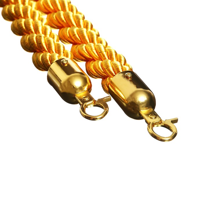 Канат плетеный оградительный 1.5м, золотой наконечник, желтый - фото 1919835321