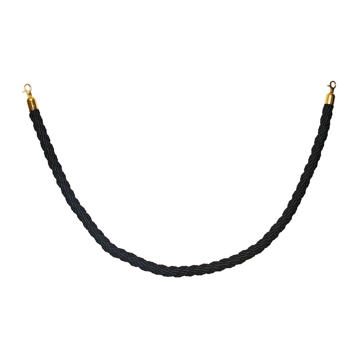 Канат плетеный оградительный 1.5м, золотой наконечник, черный - фото 1909442121